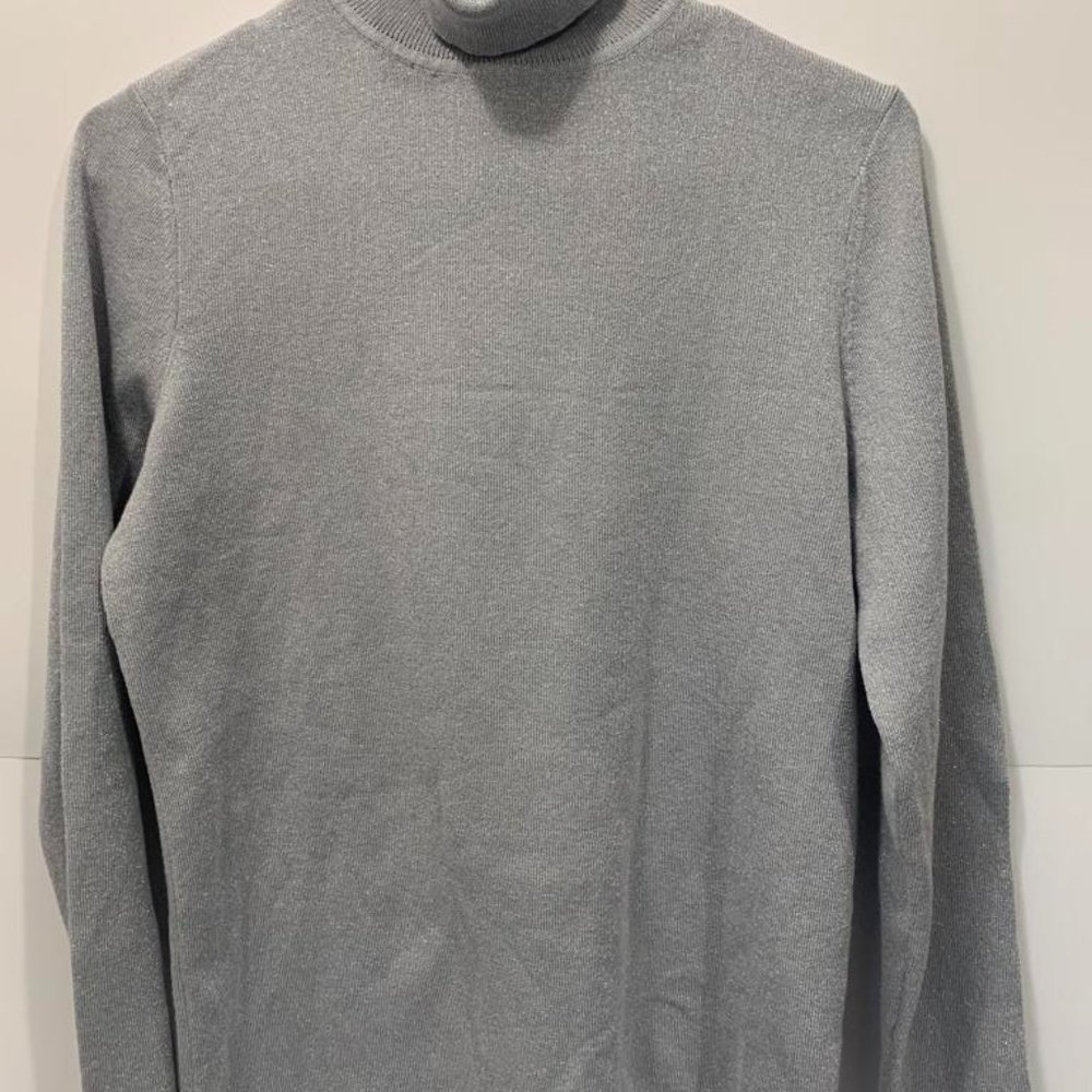 Chico's grey and glittery turtleneck sweater